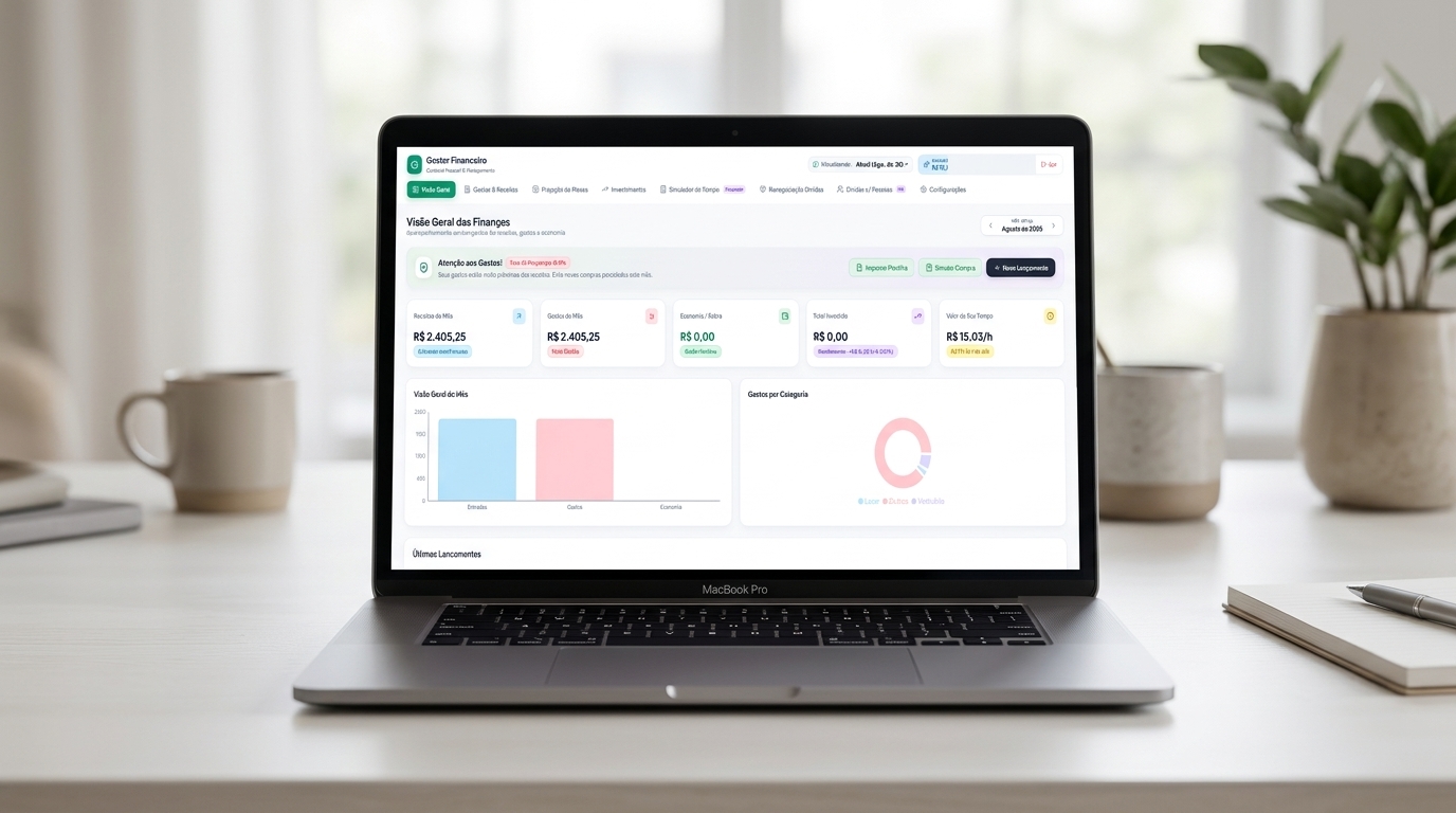 App Gestor Financeiro no MacBook